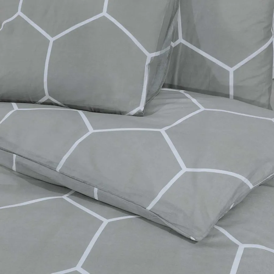 Ensemble de housse de couette Gris 225x220 cm Coton - 5
