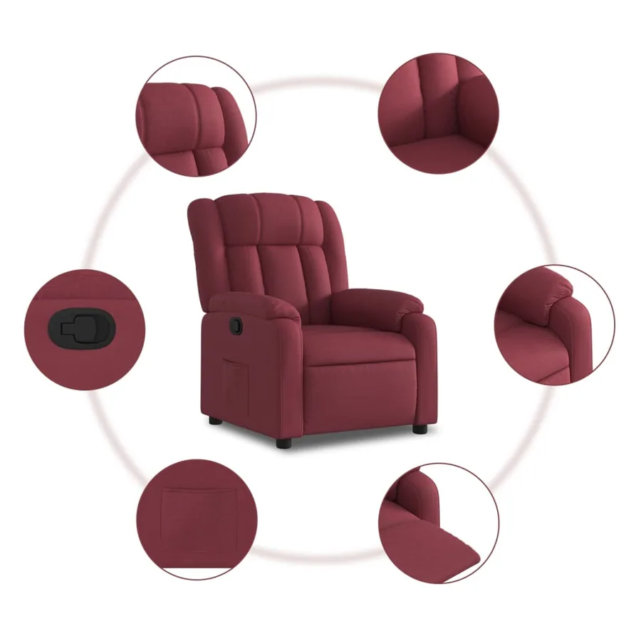 Fauteuil inclinable Rouge bordeaux Tissu - 5