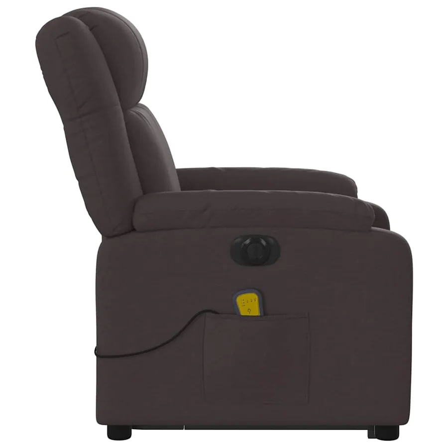 Fauteuil inclinable de massage électrique Marron foncé Tissu - 10
