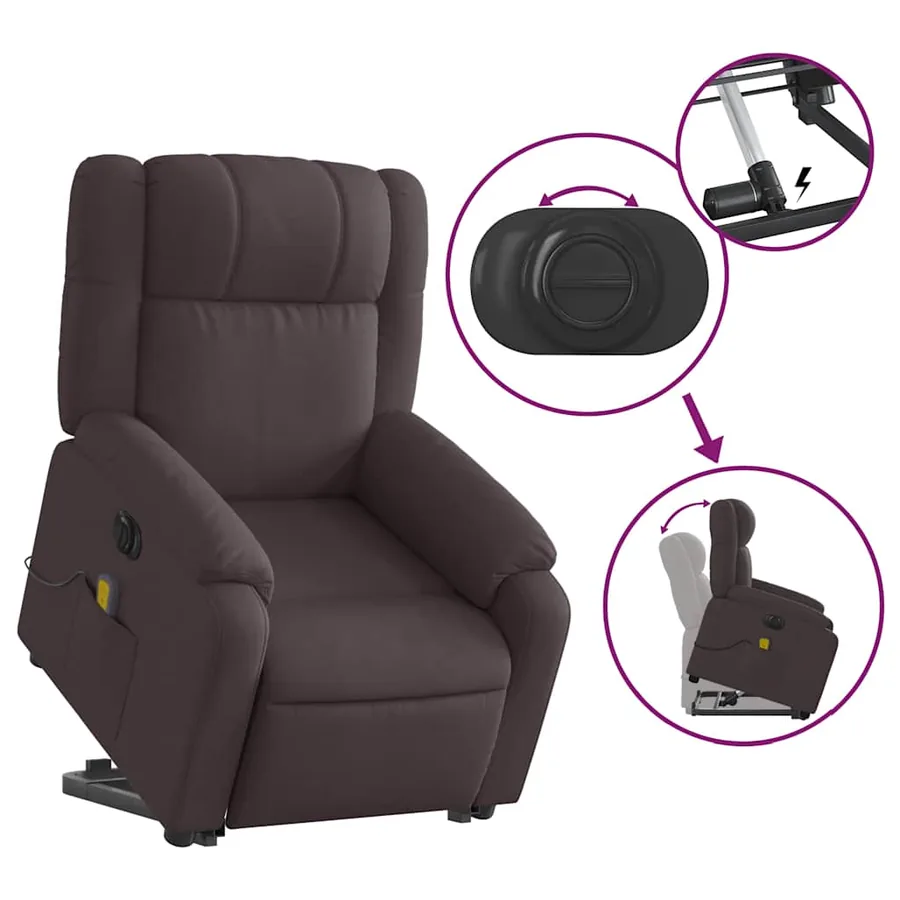 Fauteuil inclinable de massage électrique Marron foncé Tissu - 11