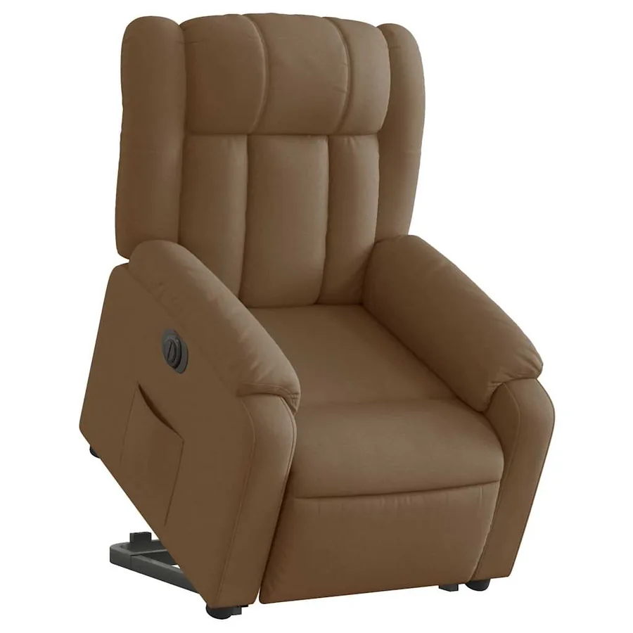 Fauteuil inclinable électrique marron tissu - 3