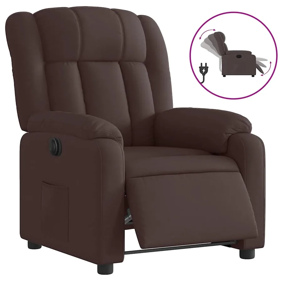 Fauteuil inclinable électrique Marron foncé Tissu - 2