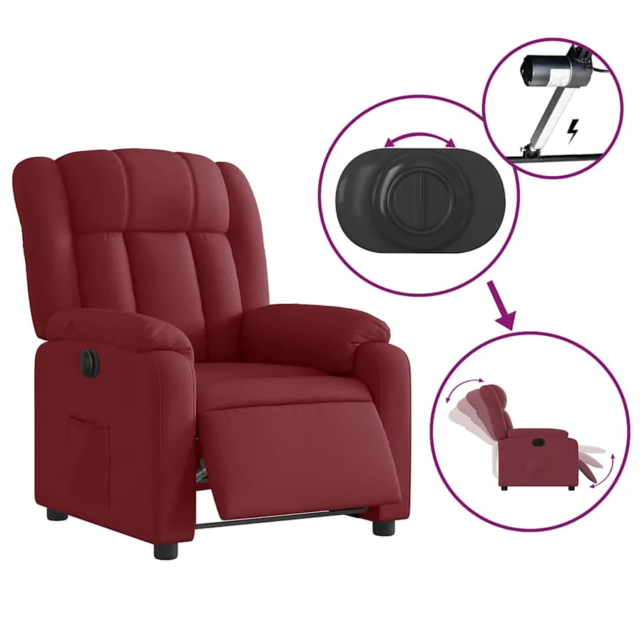Fauteuil inclinable électrique Rouge bordeaux Tissu - 6