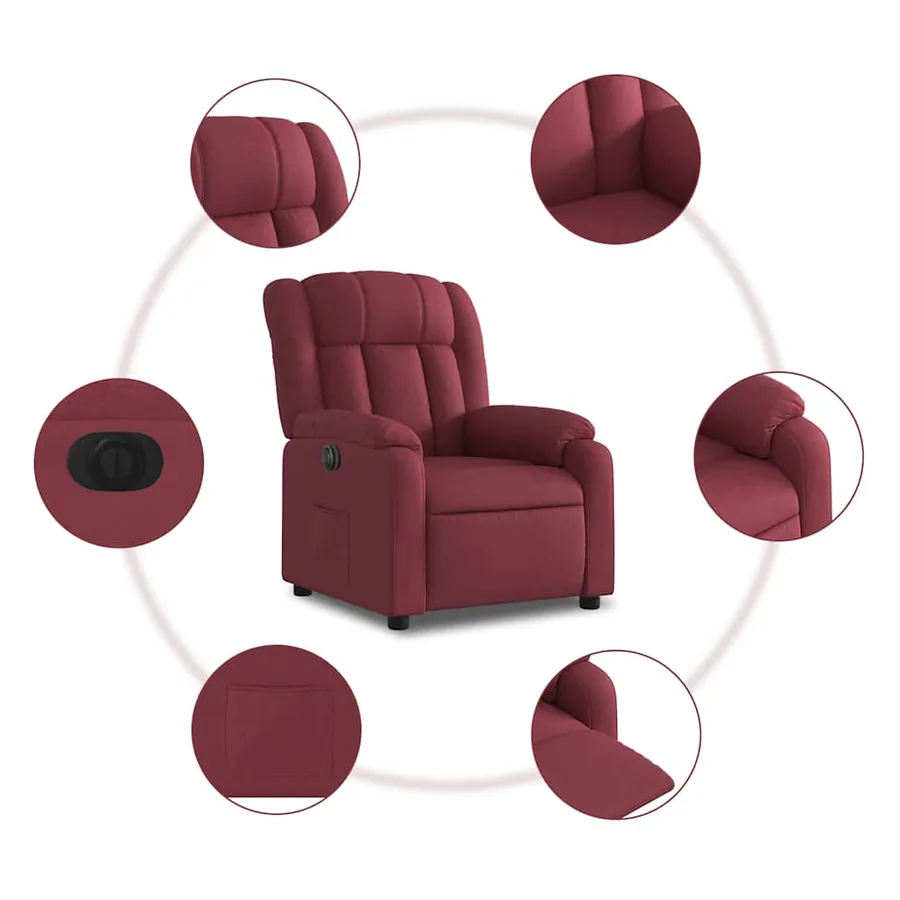 Fauteuil inclinable électrique Rouge bordeaux Tissu - 8