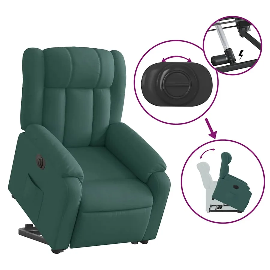 Fauteuil inclinable électrique vert foncé tissu - 11