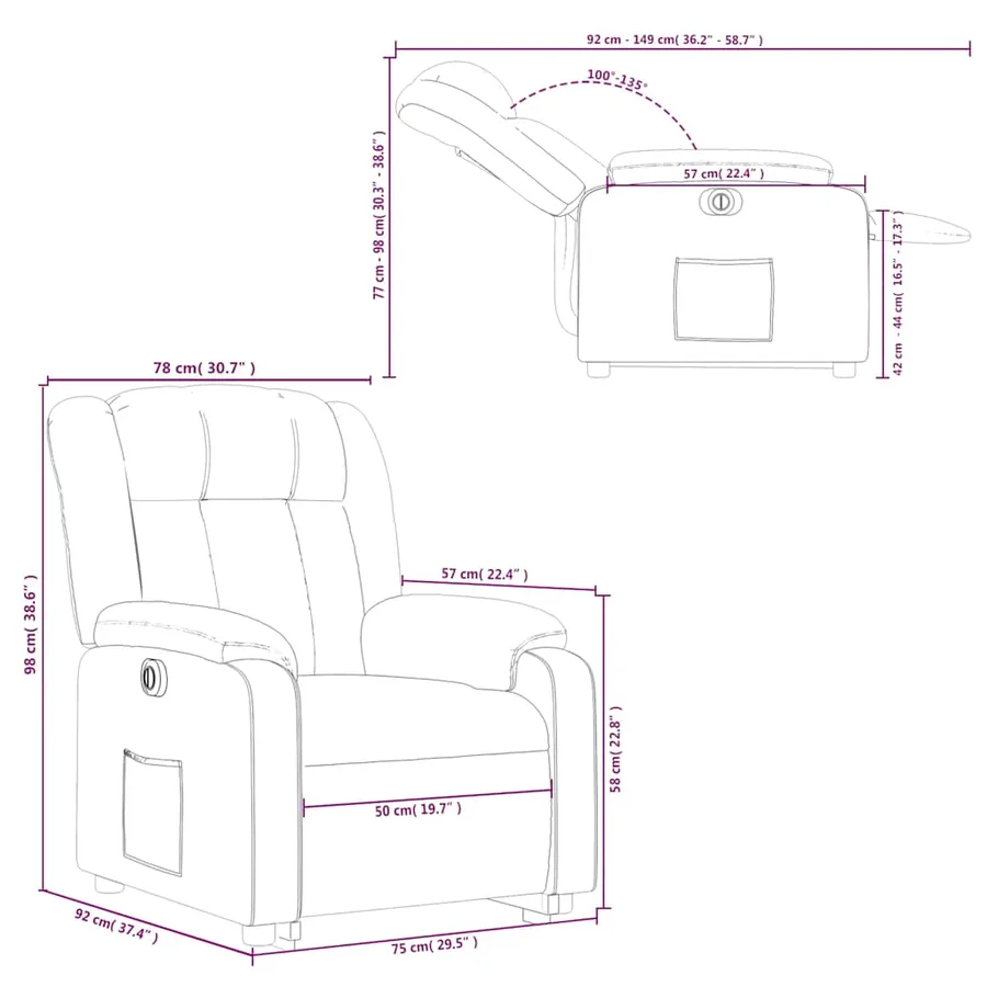 Fauteuil inclinable électrique vert foncé tissu - 17