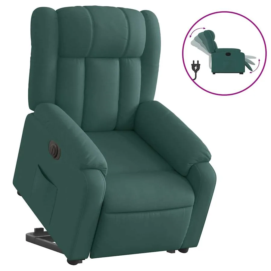 Fauteuil inclinable électrique vert foncé tissu - 2