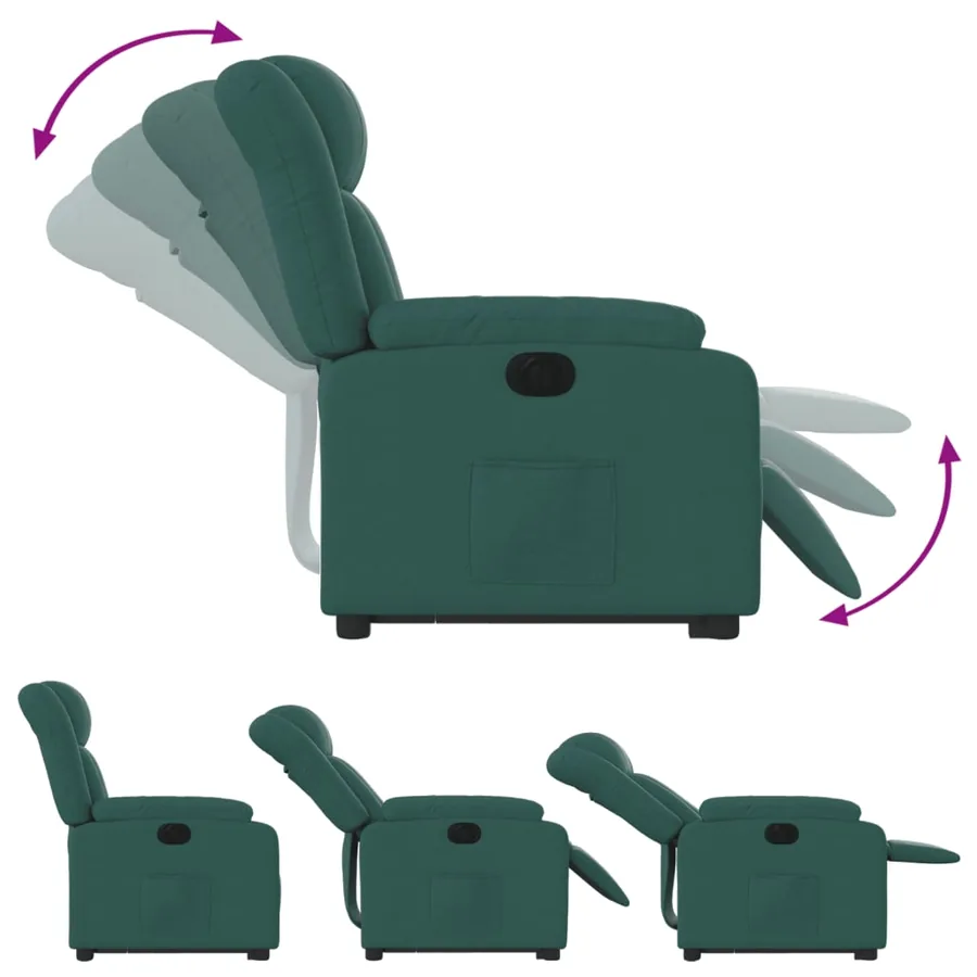 Fauteuil inclinable électrique vert foncé tissu - 6