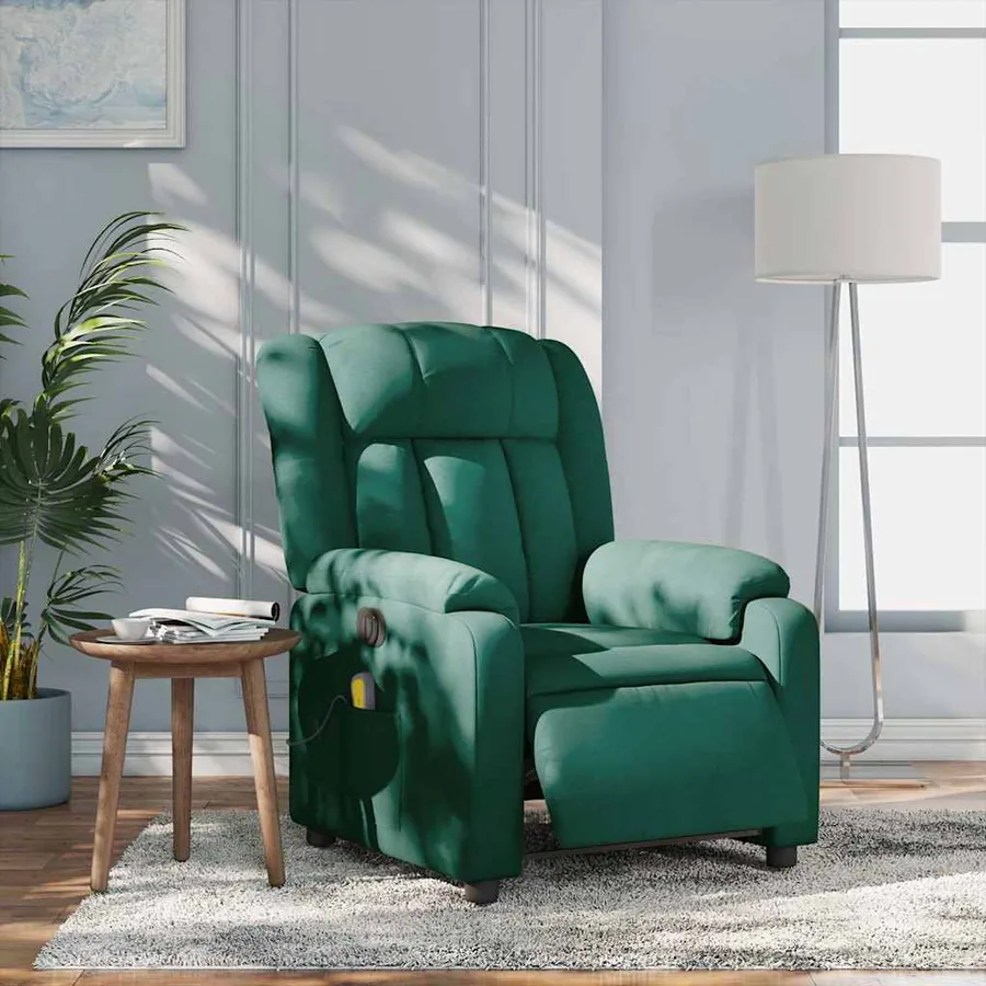Fauteuil de massage inclinable électrique Vert foncé Tissu - 16