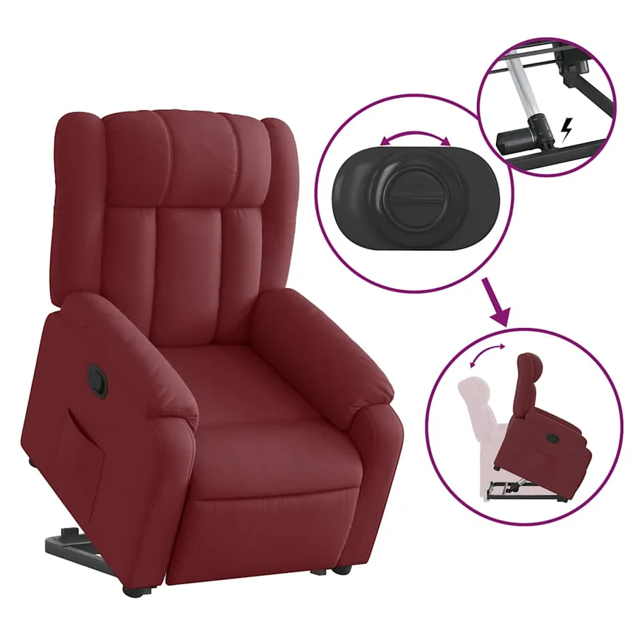 Fauteuil inclinable rouge bordeaux tissu - 6