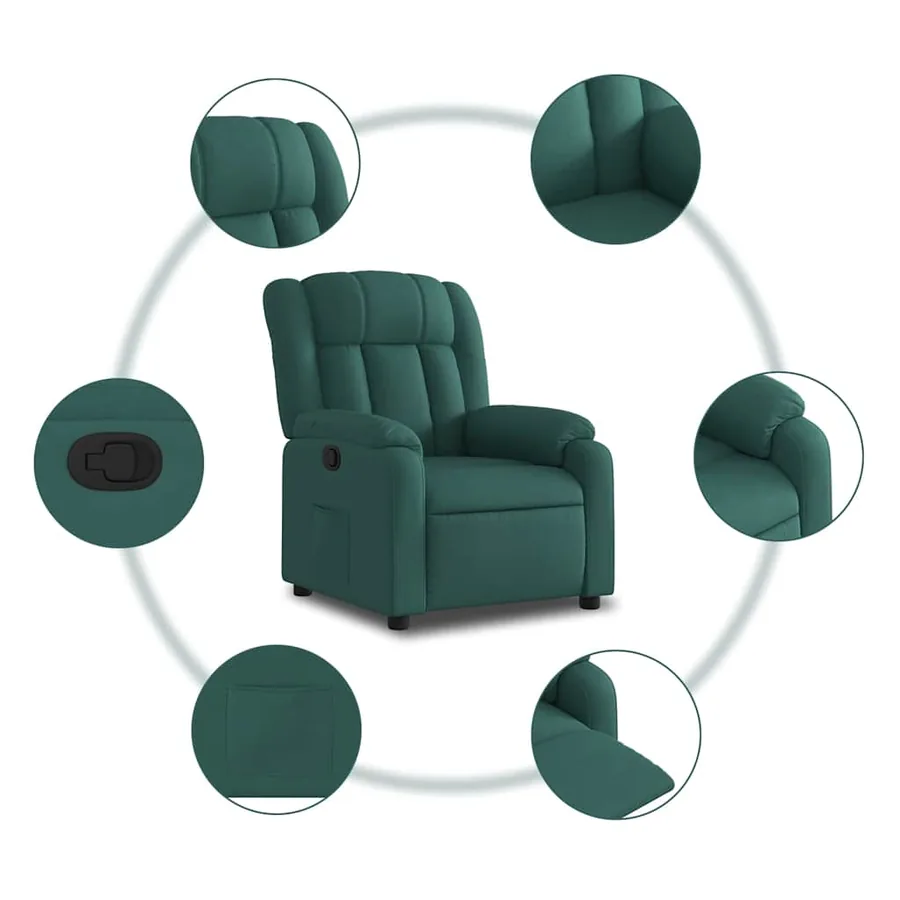 Fauteuil inclinable Vert foncé Tissu - 5