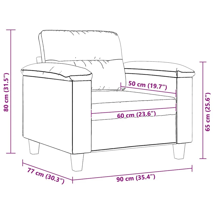 Chaise de canapé Taupe 60 cm Tissu microfibre - 9