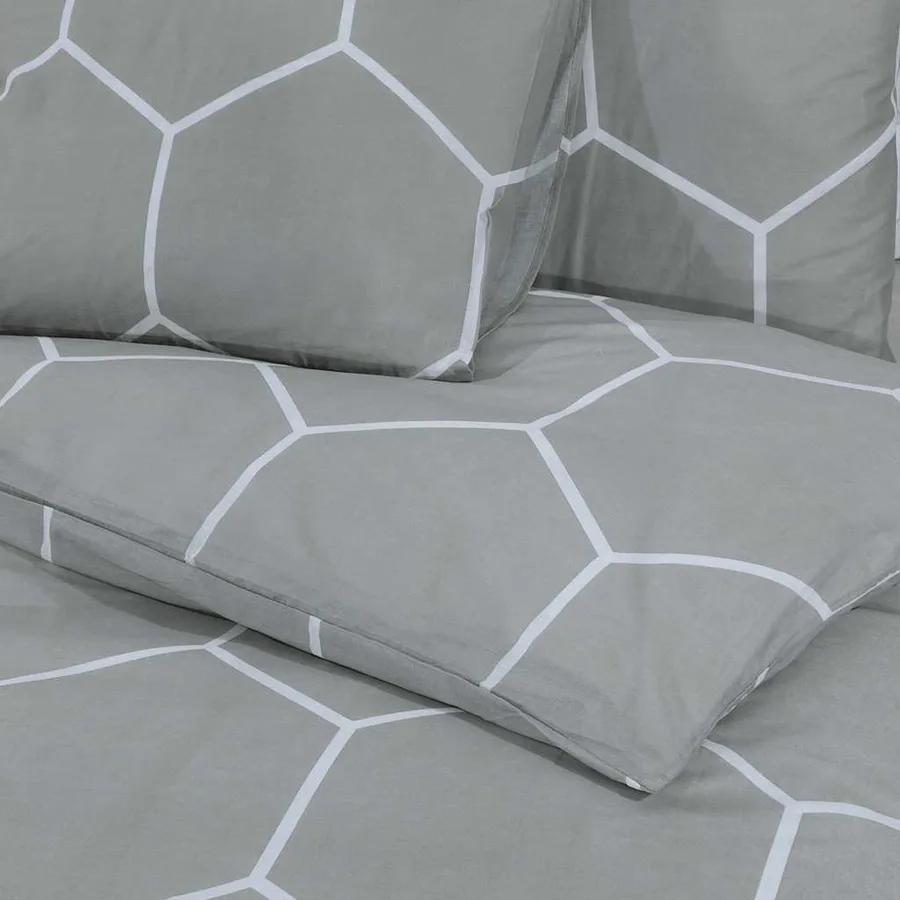Ensemble de housse de couette Gris 155x220 cm Coton - 5