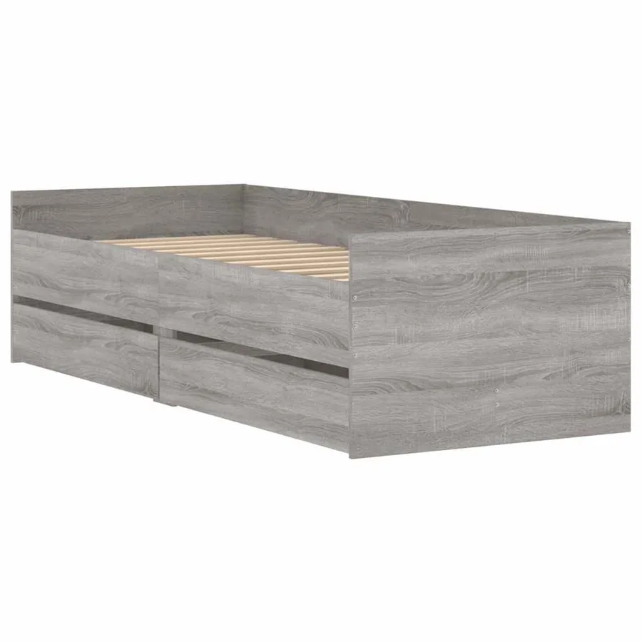 Cadre de lit avec tiroirs sans matelas sonoma gris 100x200 cm - 4