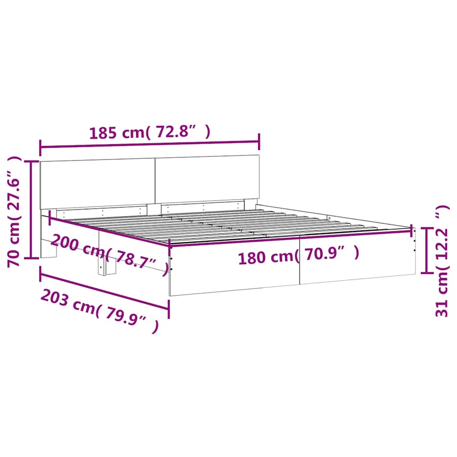 Cadre de lit sans matelas chêne sonoma 180x200 cm - 10