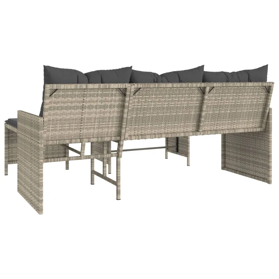 Canapé de jardin et table et coussins en forme de L gris clair - 7