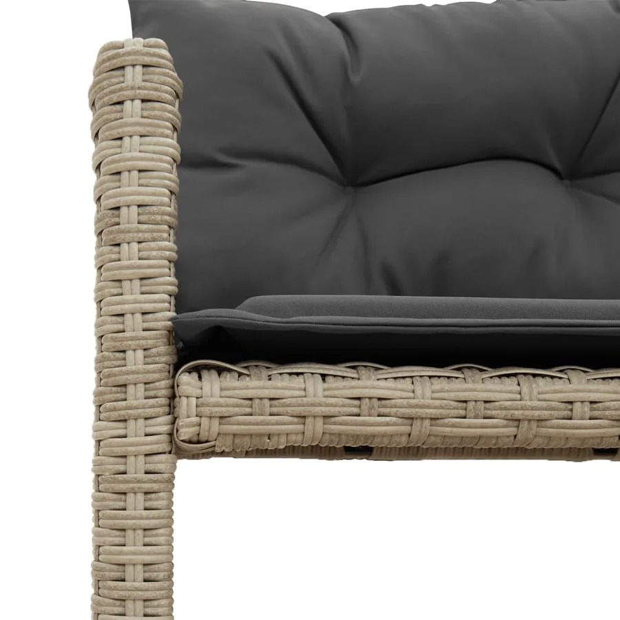 Canapé de jardin et table et coussins en forme de L gris clair - 8