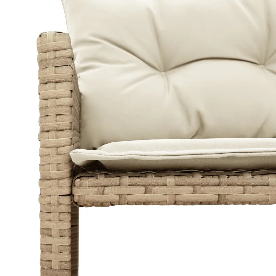 Canapé de jardin avec table et coussins en forme de L beige - 8