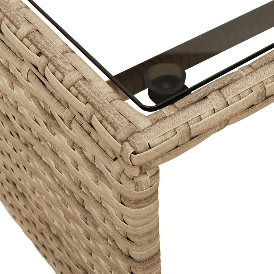 Canapé de jardin avec table et coussins en forme de L beige - 9