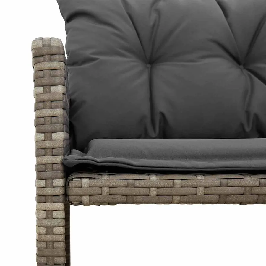 Canapé de jardin avec table et coussins en forme de L gris - 8