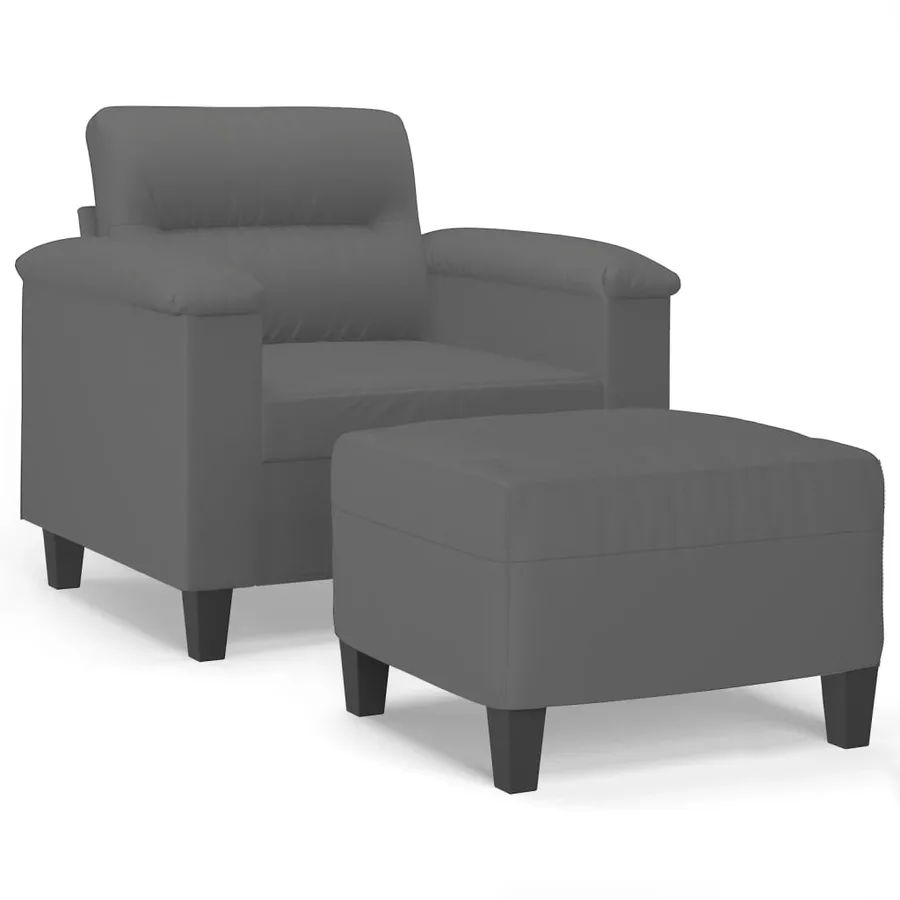 Fauteuil avec repose-pied Gris foncé 60 cm Tissu microfibre - 2