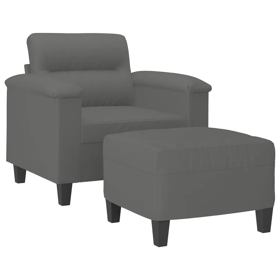 Fauteuil avec repose-pied Gris foncé 60 cm Tissu microfibre - 3