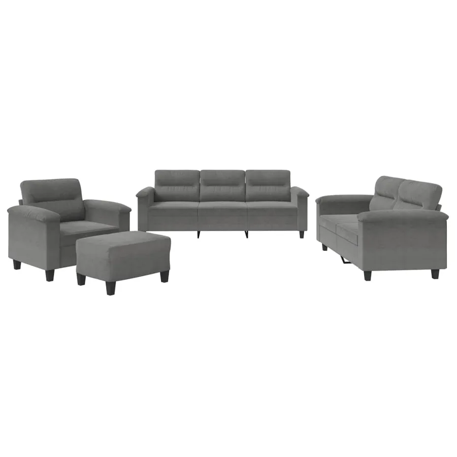 Ensemble de canapés 4 pcs coussins gris foncé tissu microfibre - 2