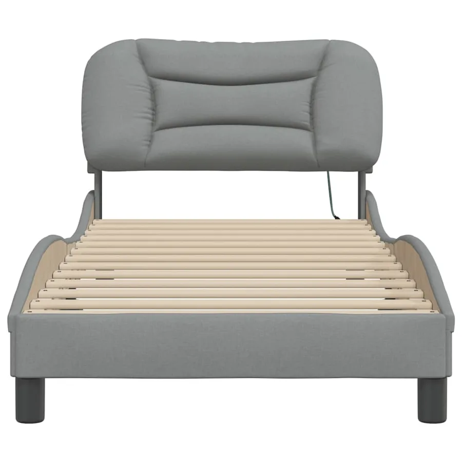 Cadre de lit avec LED sans matelas Hvar gris clair 80x200 cm tissu - 6