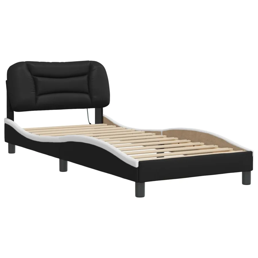 Cadre de lit avec LED sans matelas Hvar noir et blanc 90x200 cm - 3