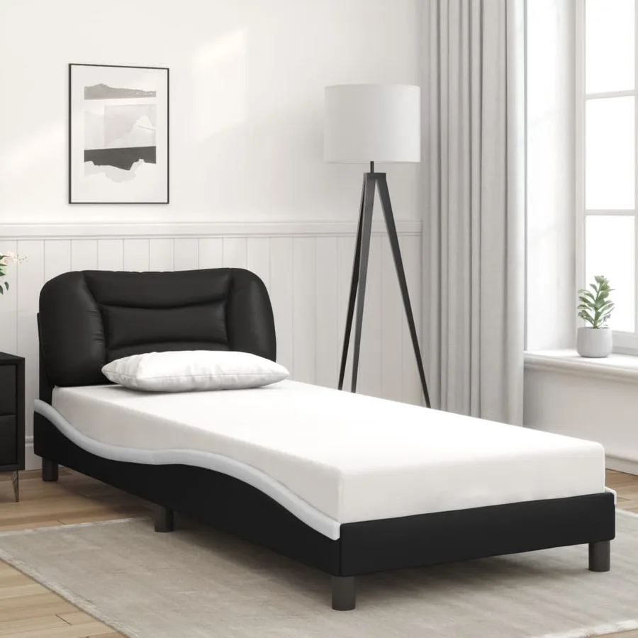Cadre de lit avec LED sans matelas Hvar noir et blanc 90x200 cm - 4