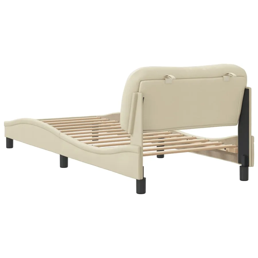 Cadre de lit avec LED sans matelas Hvar crème 90x200 cm tissu - 9