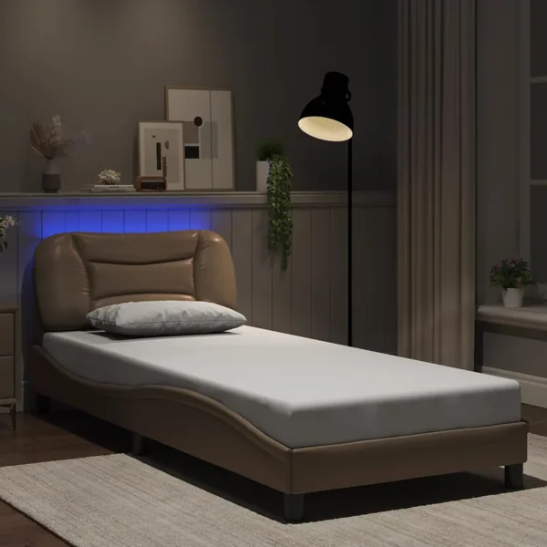 Cadre de lit avec LED sans matelas Hvar cappuccino 80x200 cm