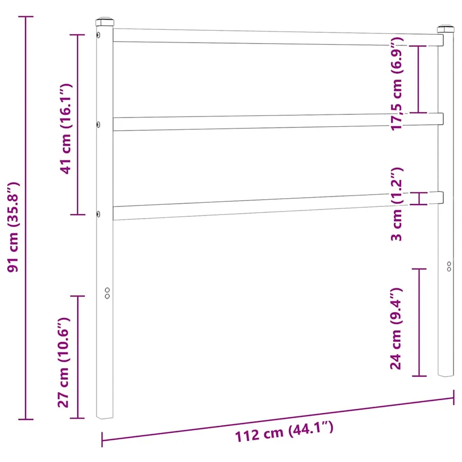 Tête de lit de remplacement métal noir 107 cm - 5