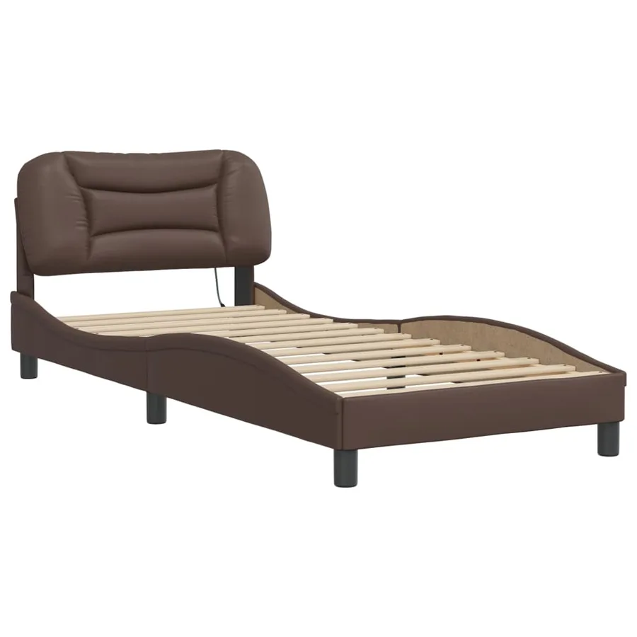 Cadre de lit avec LED sans matelas Hvar marron 80x200 cm - 3