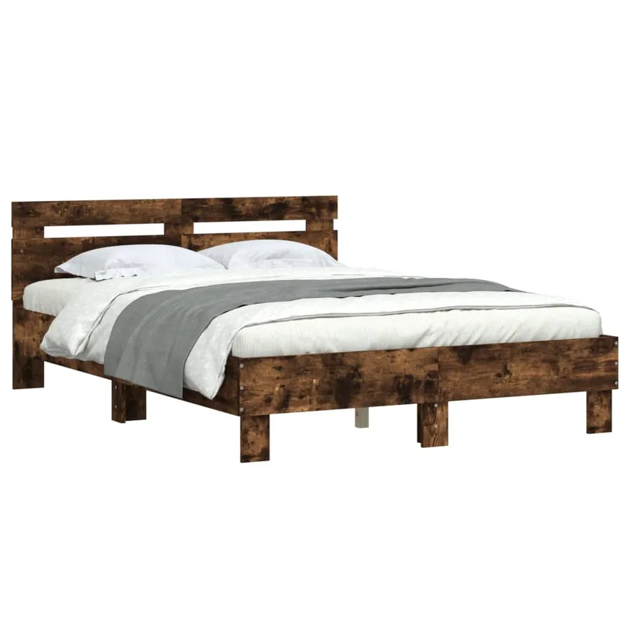 Cadre de lit sans matelas chêne fumé 135x190 cm - 4