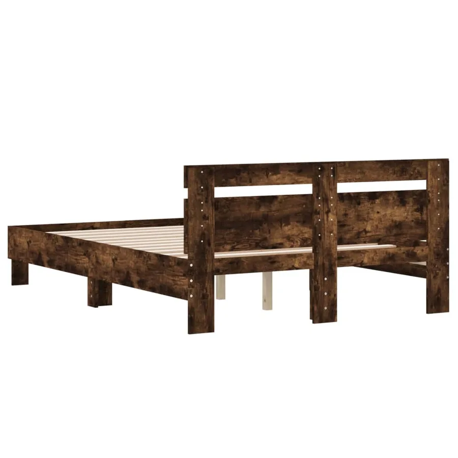 Cadre de lit sans matelas chêne fumé 135x190 cm - 7