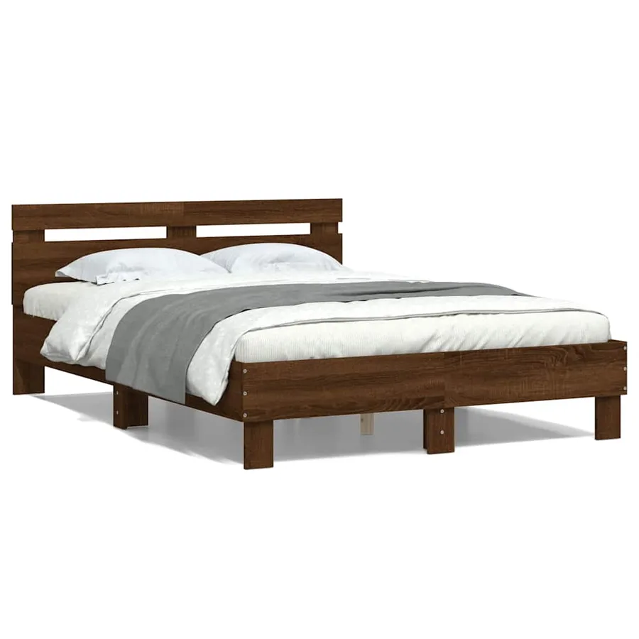 Cadre de lit sans matelas chêne marron 135x190 cm - 2