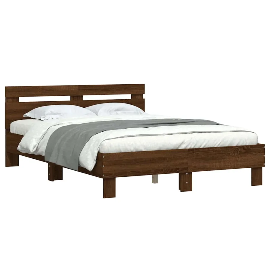 Cadre de lit sans matelas chêne marron 135x190 cm - 4