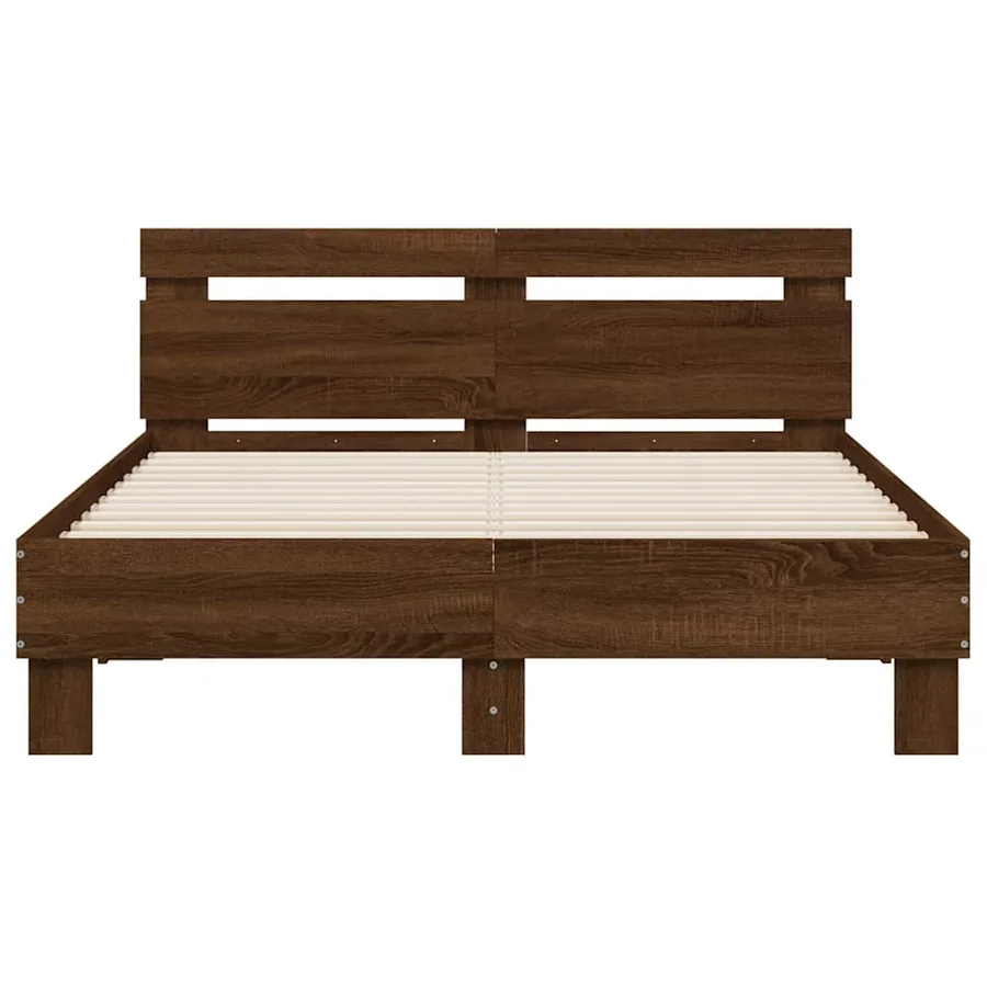 Cadre de lit sans matelas chêne marron 135x190 cm - 5