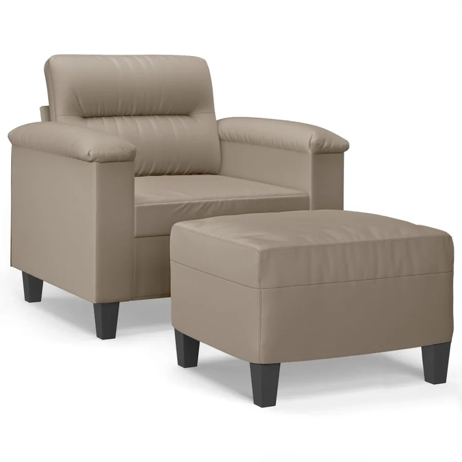 Fauteuil avec repose-pied Taupe 60 cm Tissu microfibre - 2