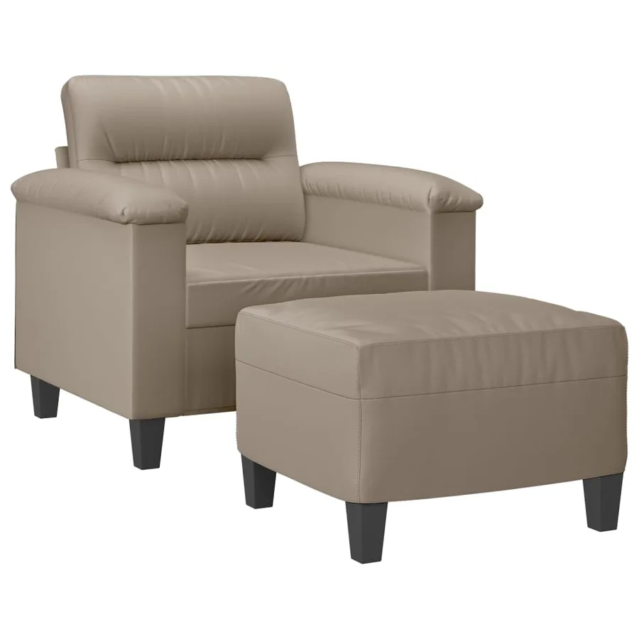 Fauteuil avec repose-pied Taupe 60 cm Tissu microfibre - 3
