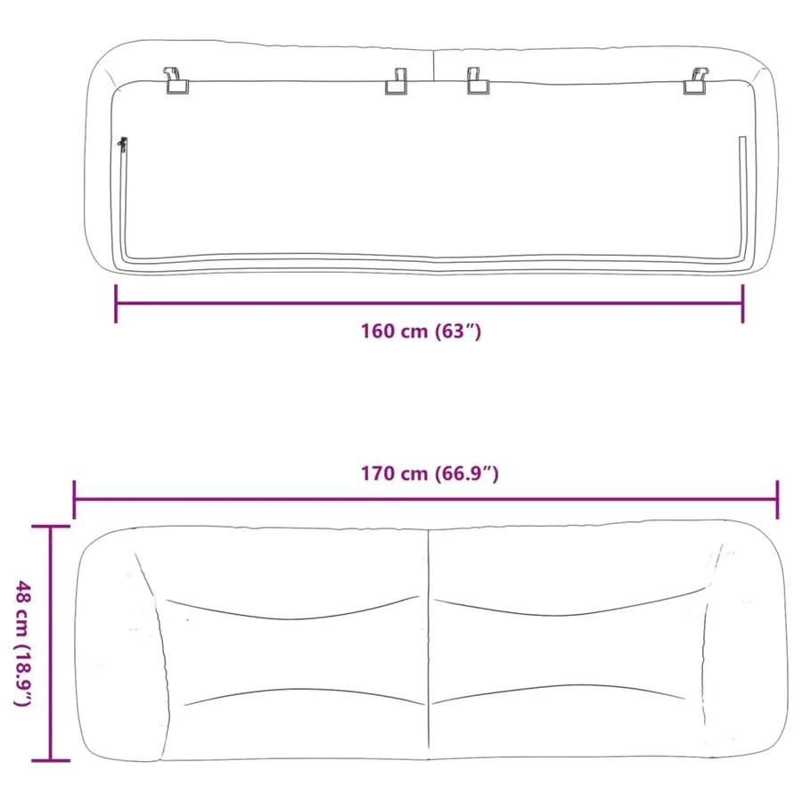 Coussin de tête de lit Hvar noir 160 cm tissu - 10