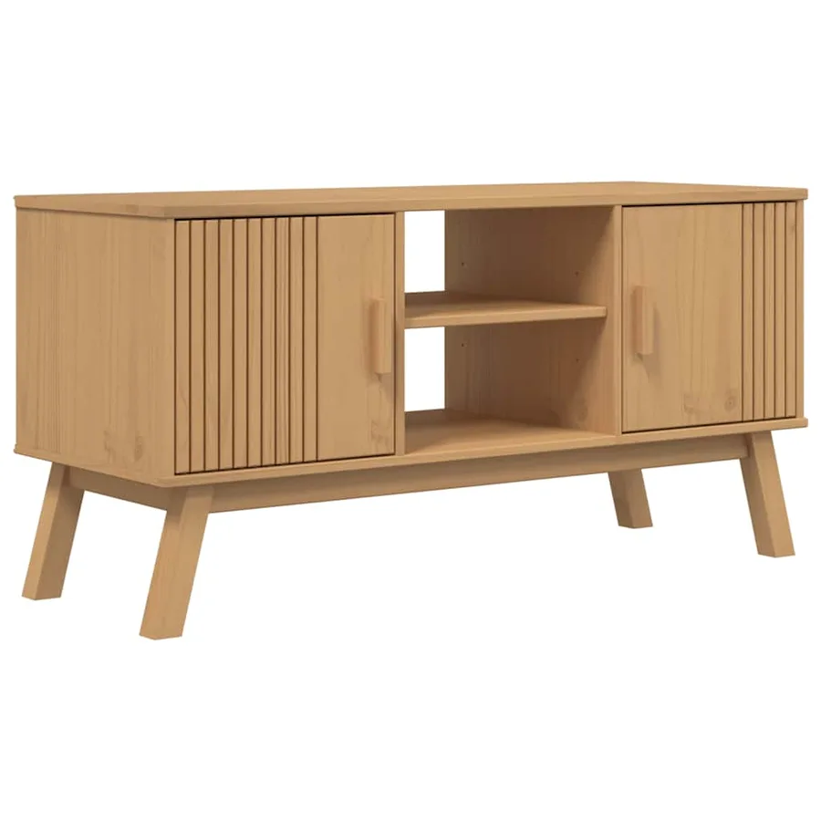 Meuble TV OLDEN marron 114x43x57 cm bois de pin massif - 2