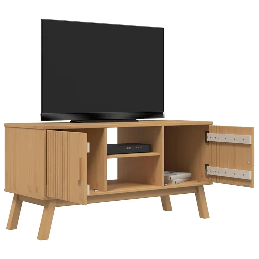 Meuble TV OLDEN marron 114x43x57 cm bois de pin massif - 4