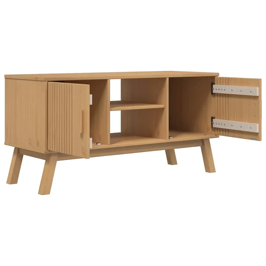 Meuble TV OLDEN marron 114x43x57 cm bois de pin massif - 5
