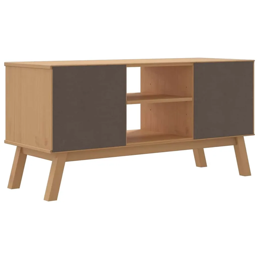 Meuble TV OLDEN marron 114x43x57 cm bois de pin massif - 8
