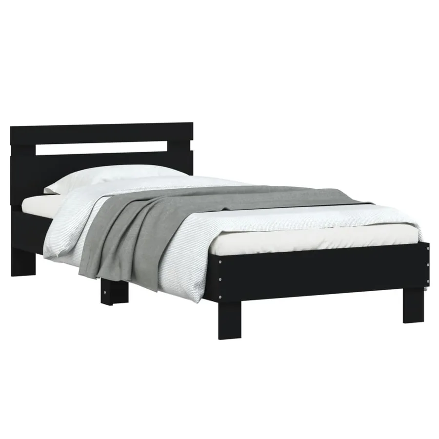 Cadre de lit sans matelas avec tête de lit noir 75x190 cm - 4