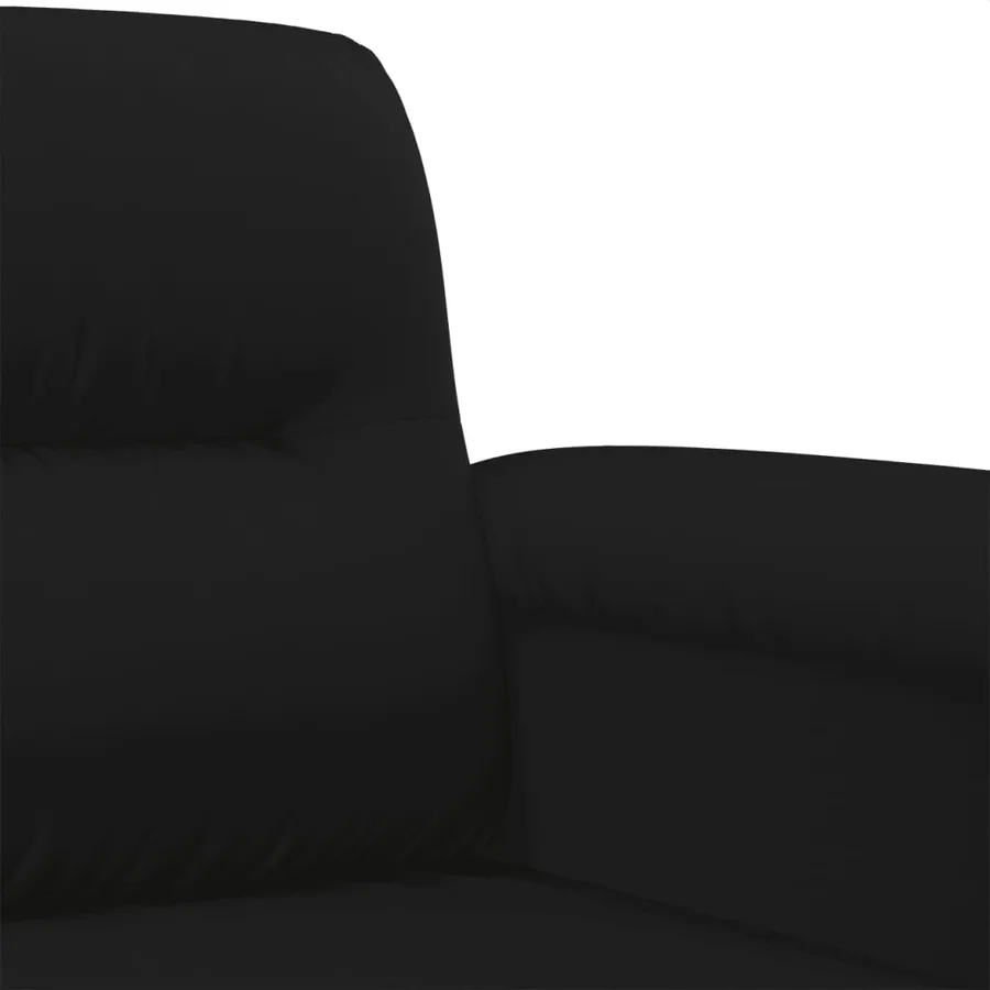 Ensemble de canapés 3 pcs avec coussins noir tissu microfibre - 6