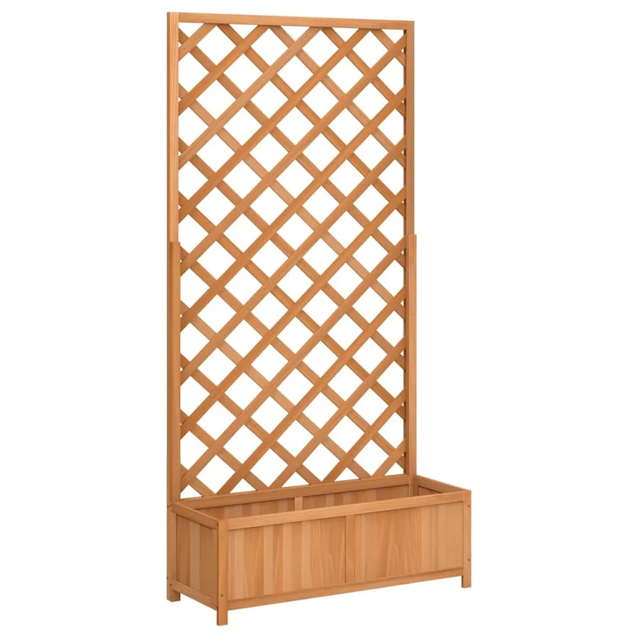 Jardinière avec treillis marron bois massif de sapin - 2
