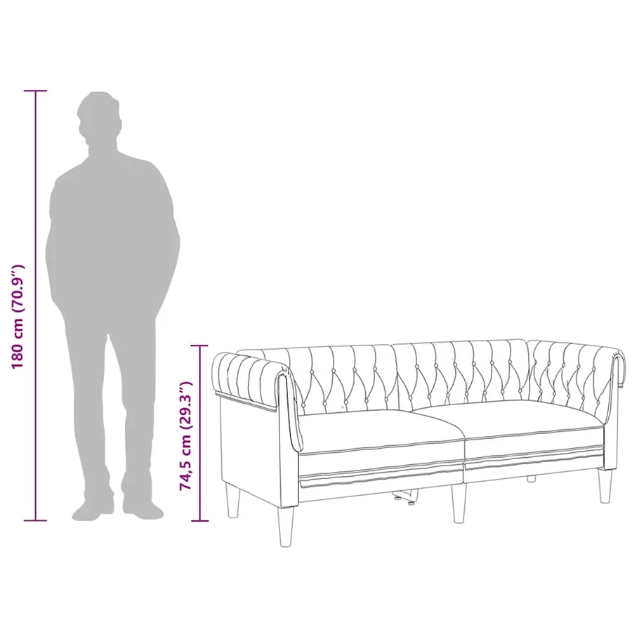 Canapé Chesterfield 2 places taupe tissu - 10